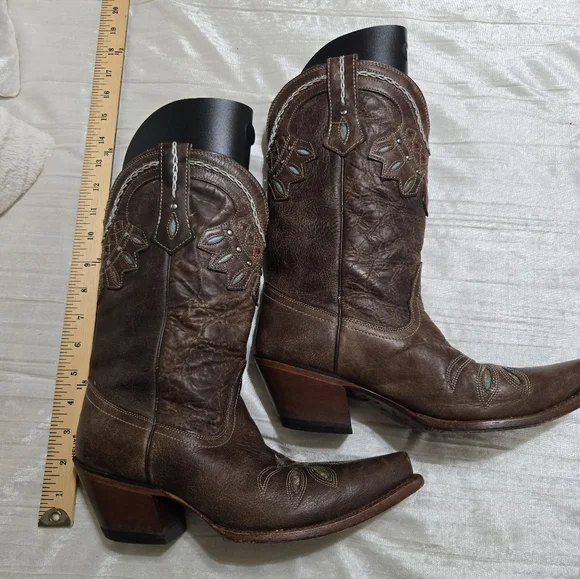 TONY LAMA WOMEN'S CHOCOLATE RANCHO SNIP TOE WESTERN BOOTS Size 8 EUC! - Picture 11 of 12